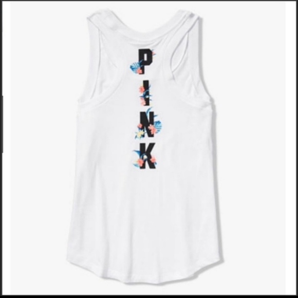 PINK Victoria's Secret Tops - VS Pink white logo tank sz L NWT PINK Victoria's Secret Tops - VS Pink white logo tank sz L NWT